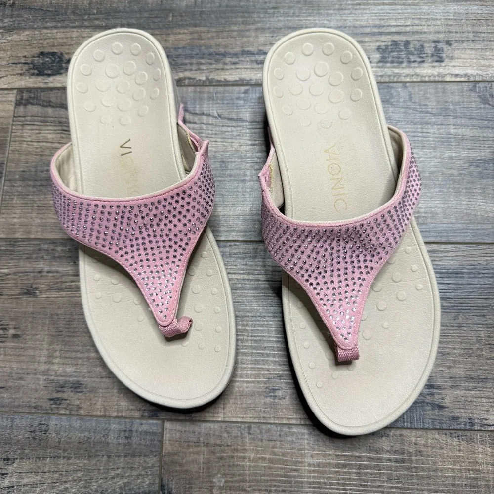 Vionic Dillon Shine Toe Post Sandal Blush Pink Women's - Picture 3 of 13